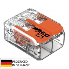 Wago Κλέμμα ταχείας αυτόματης σύνδεσης καλωδίων 2 Θέσεων 0,2-4mm² 32Α (221-412)